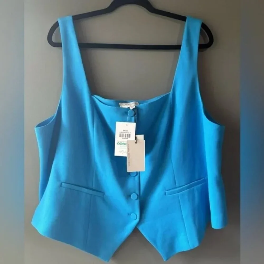 NWT Skies are blue curvy, size 2X, bright blue vest, thick strap, waist coat - Picture 2 of 7